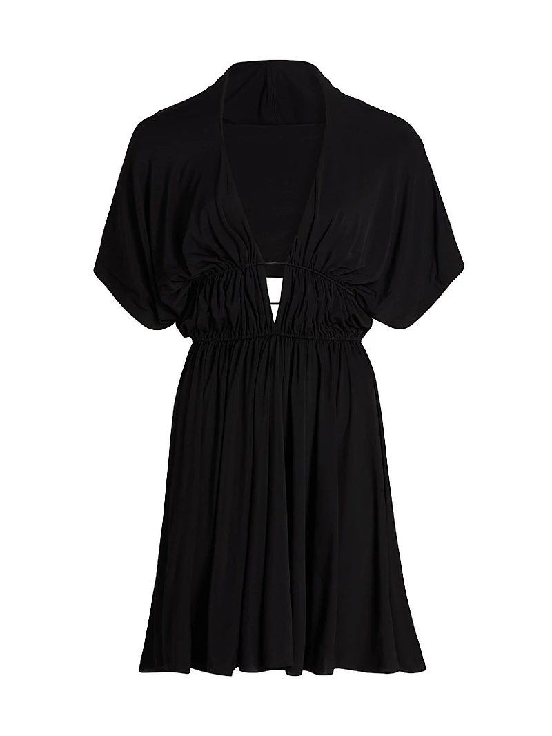 Hooded V-Neck Minidress