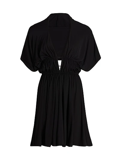 Hooded V-Neck Minidress
