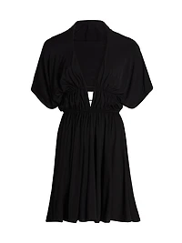 Hooded V-Neck Minidress