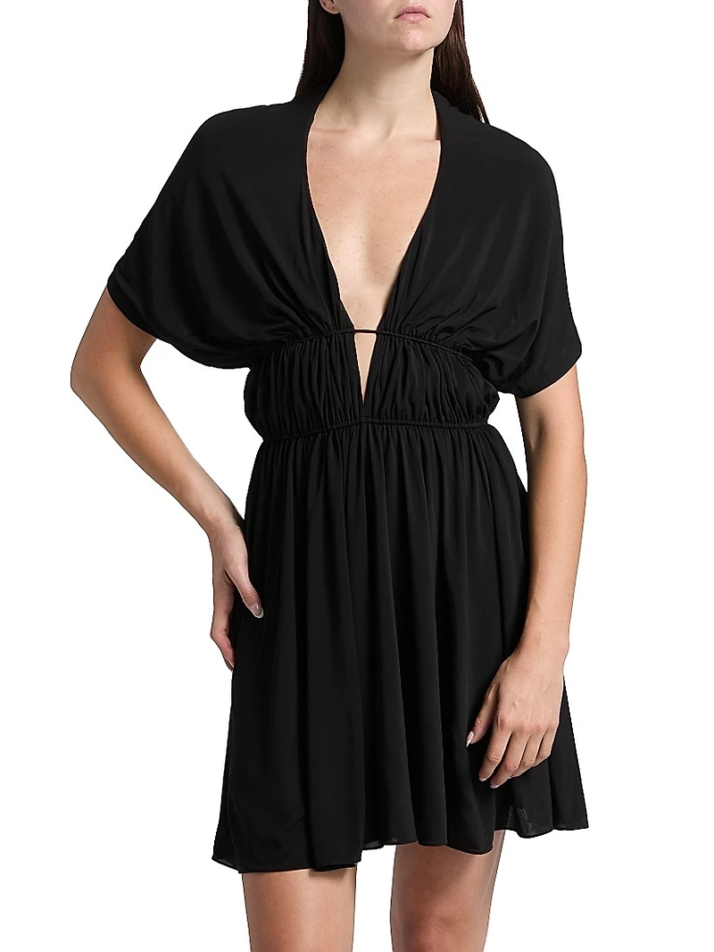 Hooded V-Neck Minidress