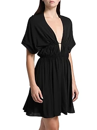 Hooded V-Neck Minidress