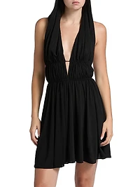 Hooded V-Neck Minidress