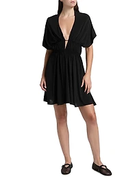 Hooded V-Neck Minidress