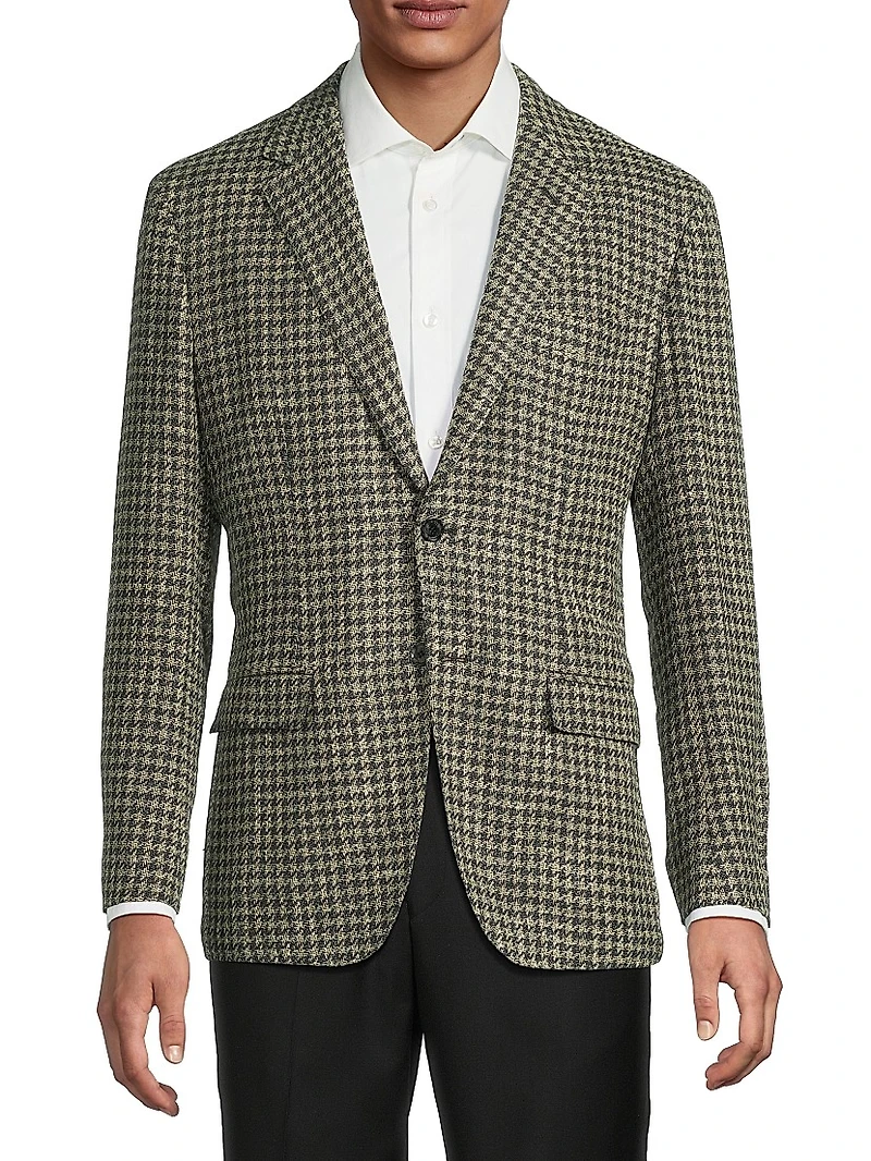 Houndstooth Wool-Blend Jacket