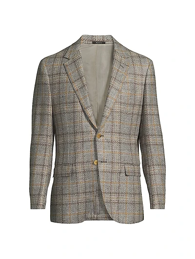 Plaid Virgin Wool Blend Jacket