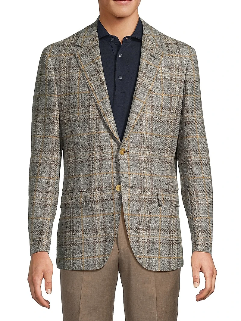 Plaid Virgin Wool Blend Jacket