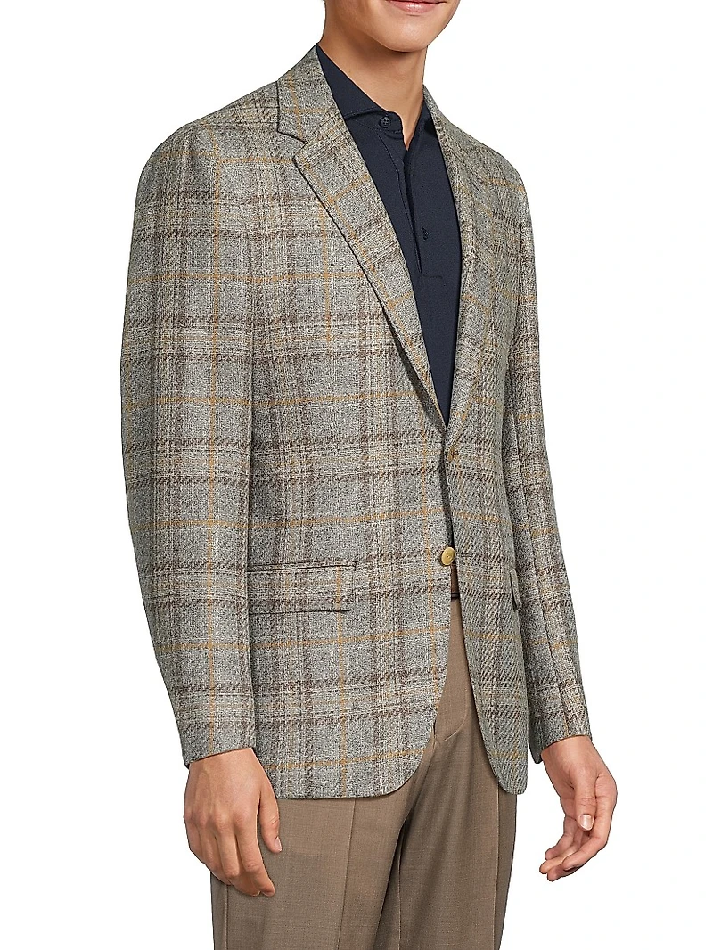 Plaid Virgin Wool Blend Jacket