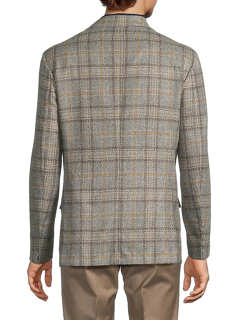 Plaid Virgin Wool Blend Jacket