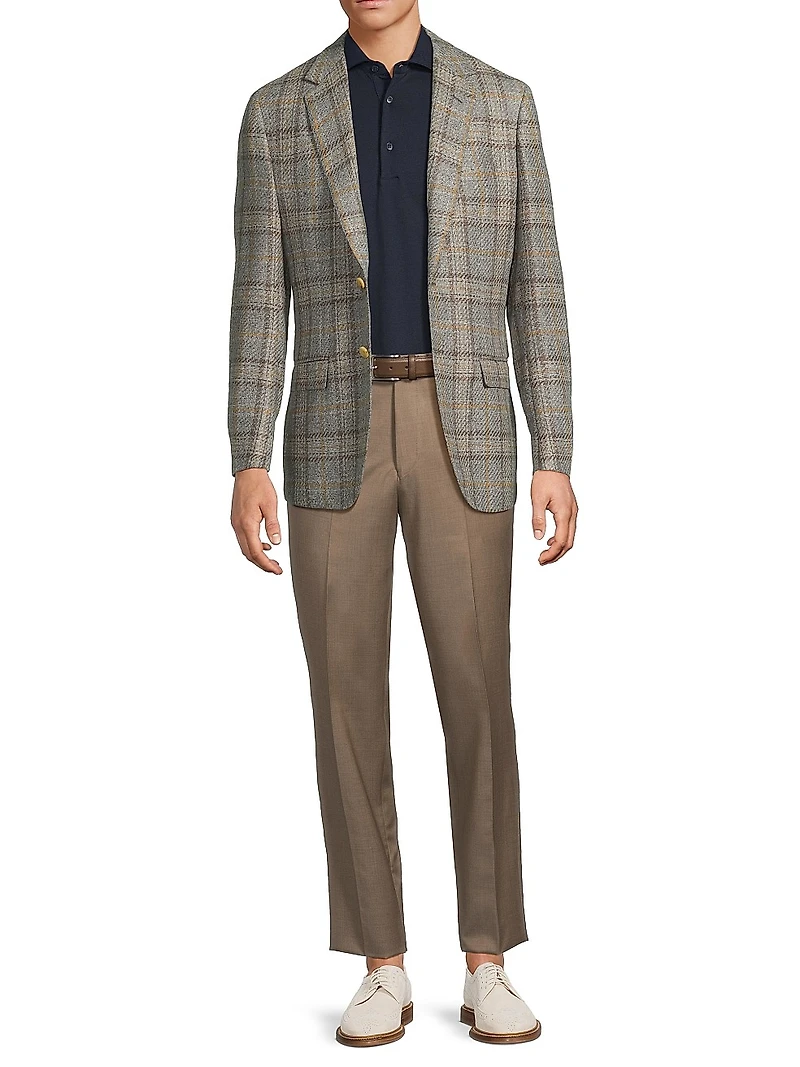 Plaid Virgin Wool Blend Jacket