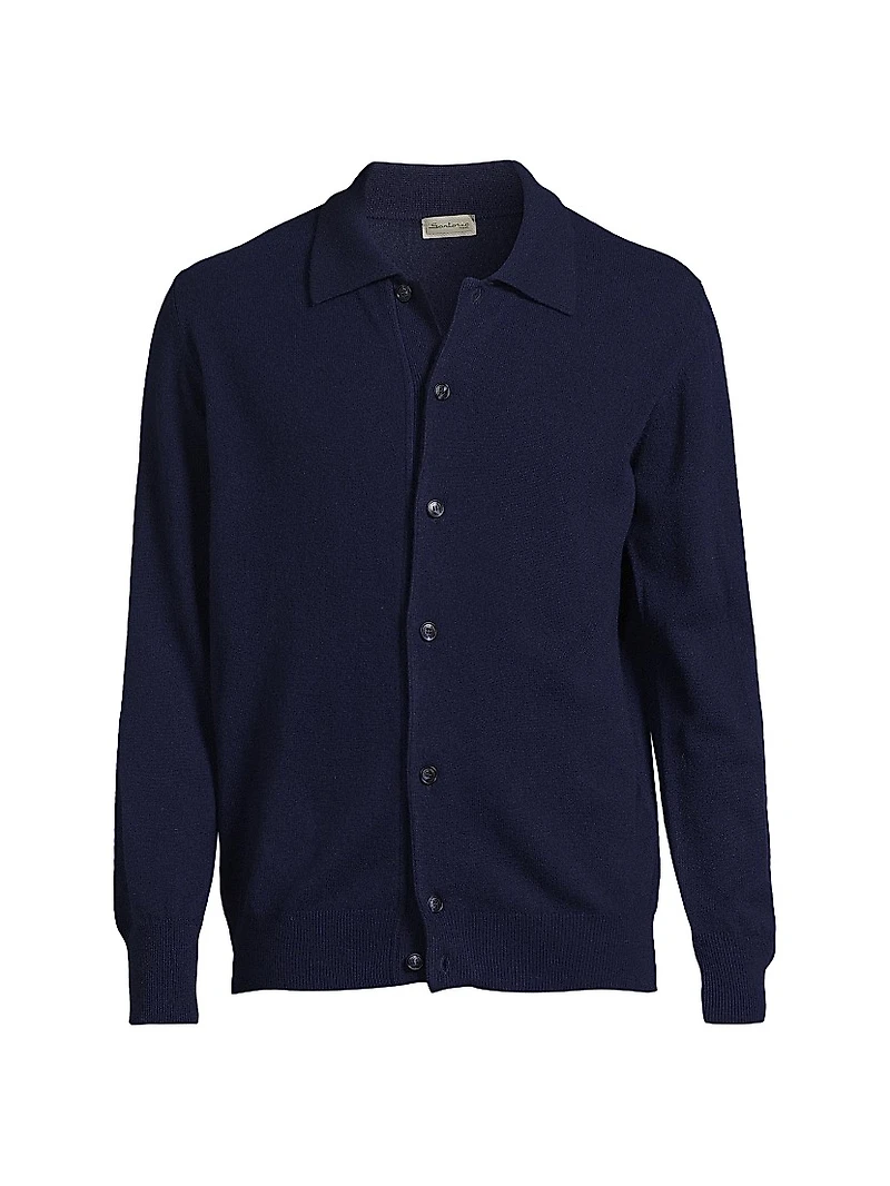 Wool-Blend Spread-Collar Cardigan