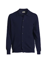 Wool-Blend Spread-Collar Cardigan