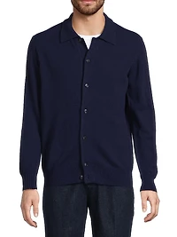 Wool-Blend Spread-Collar Cardigan