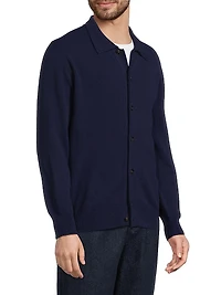 Wool-Blend Spread-Collar Cardigan