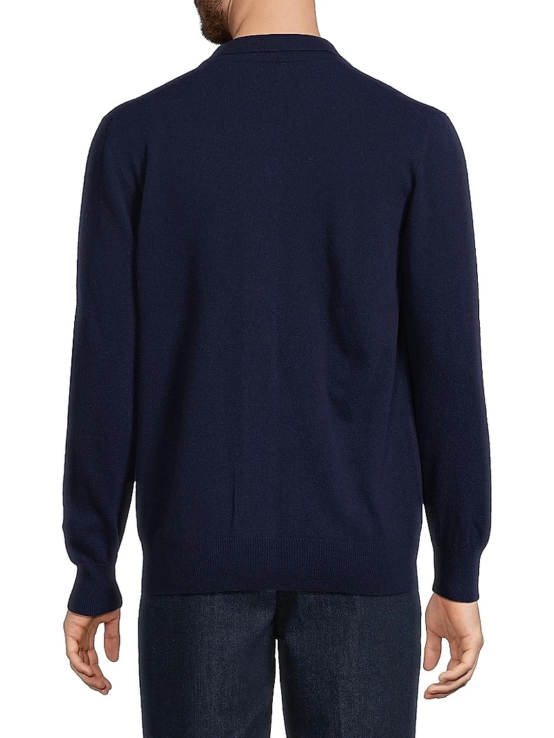 Wool-Blend Spread-Collar Cardigan