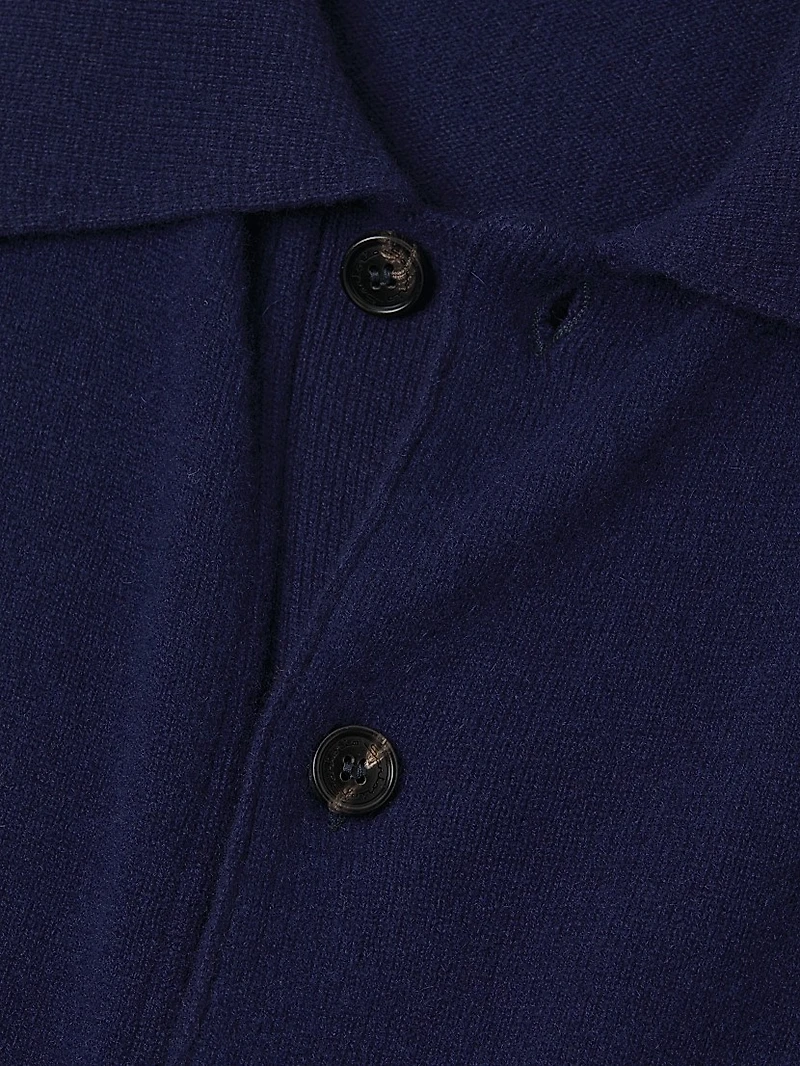 Wool-Blend Spread-Collar Cardigan