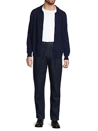 Wool-Blend Spread-Collar Cardigan