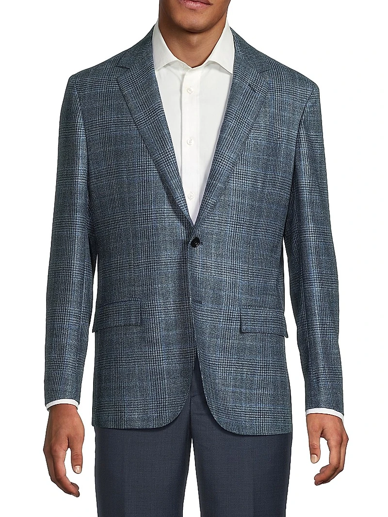 Plaid Wool-Silk Jacket