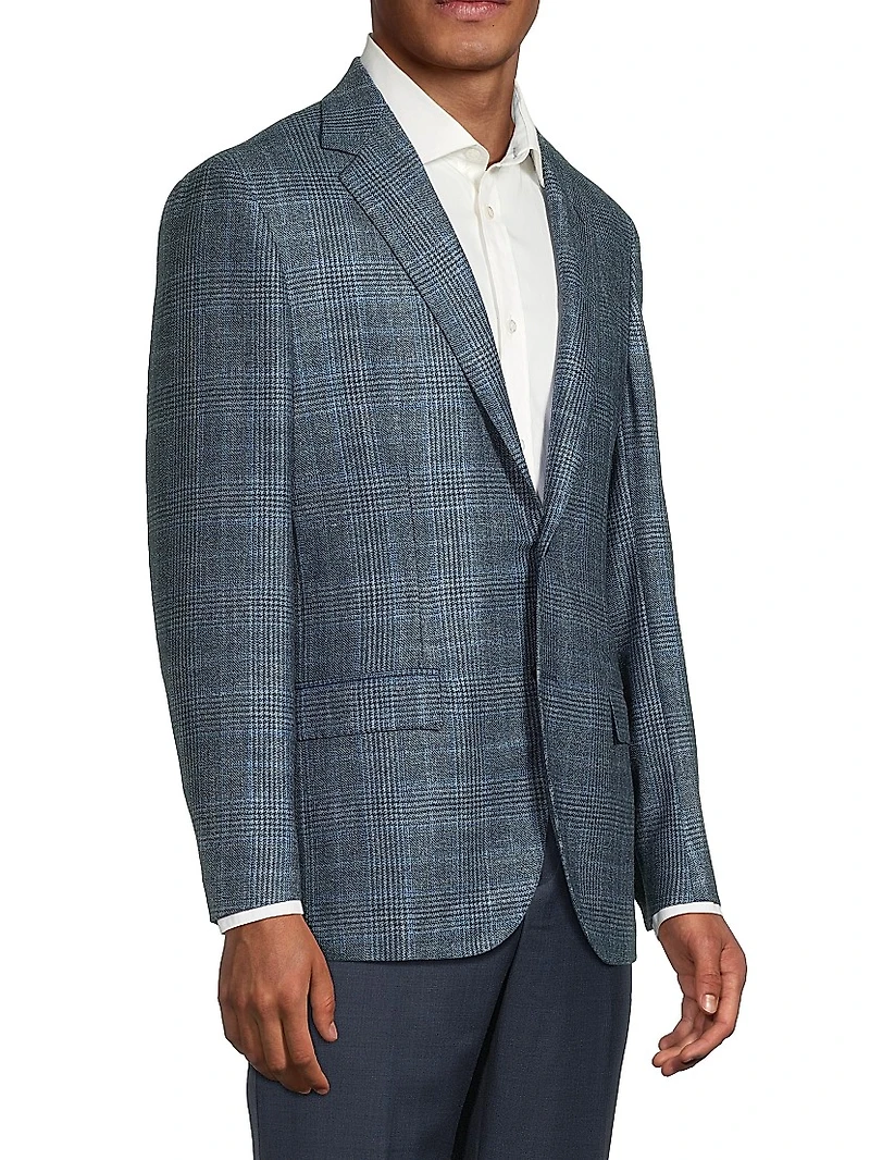 Plaid Wool-Silk Jacket
