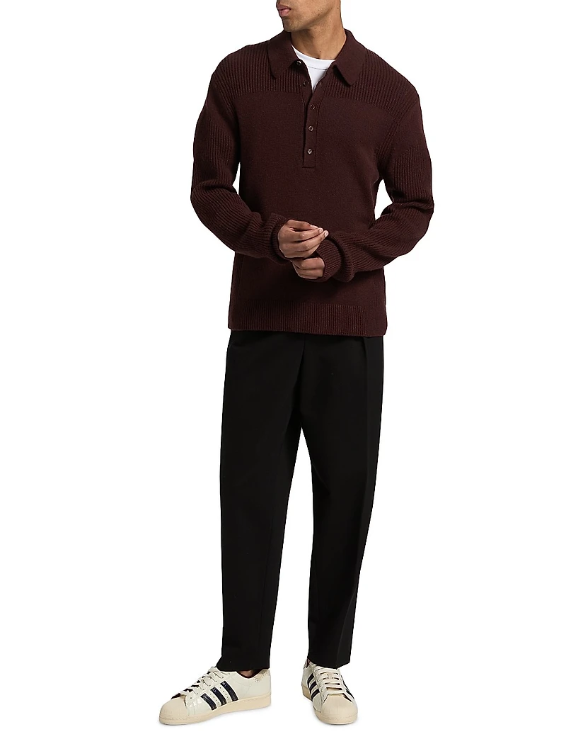 Wool-Cashmere Polo Sweater