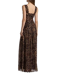 Claudia Leopard-Printed Silk Chiffon Gown