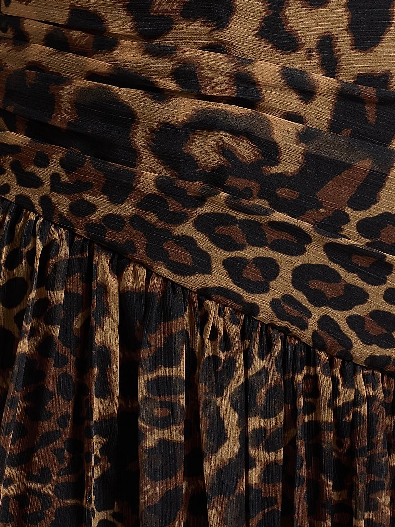 Claudia Leopard-Printed Silk Chiffon Gown