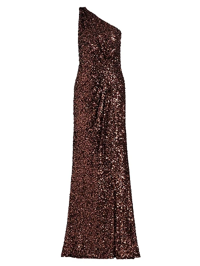 Lexi Sequined One-Shoulder Gown