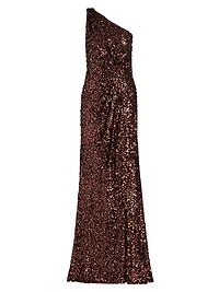 Lexi Sequined One-Shoulder Gown