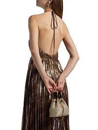 Maxine Metallic Plissé Halter Gown