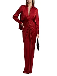 Katrine Mix Media Draped Gown