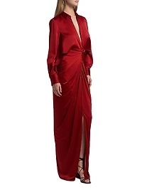 Katrine Mix Media Draped Gown