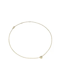 Puffy Heart Pendant Necklace in 18K Yellow Gold with Diamonds, 7.8 MM