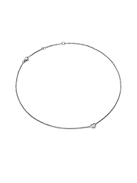 Puffy Heart Pendant Necklace in Sterling Silver with Diamonds, 7.8 MM