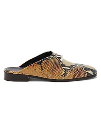 Python-Embossed Leather T-Bar Loafers