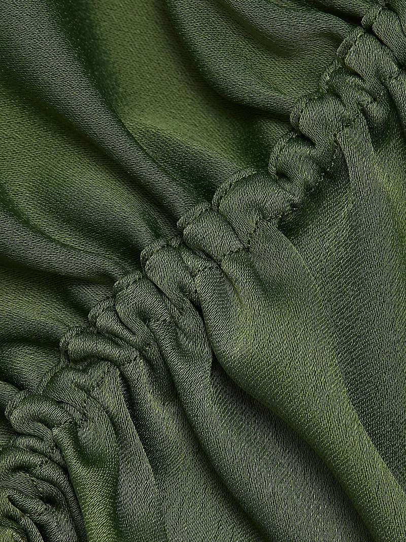 Heather Ruched Satin Maxi Dress