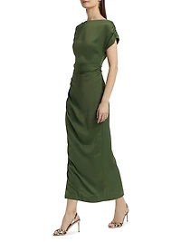 Heather Ruched Satin Maxi Dress