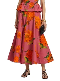 Parker Floral Poplin Midi-Skirt