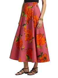 Parker Floral Poplin Midi-Skirt