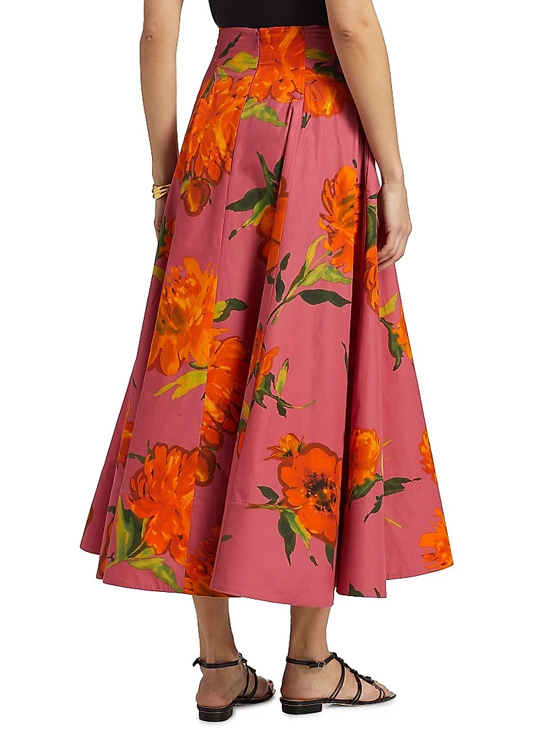 Parker Floral Poplin Midi-Skirt