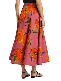 Parker Floral Poplin Midi-Skirt