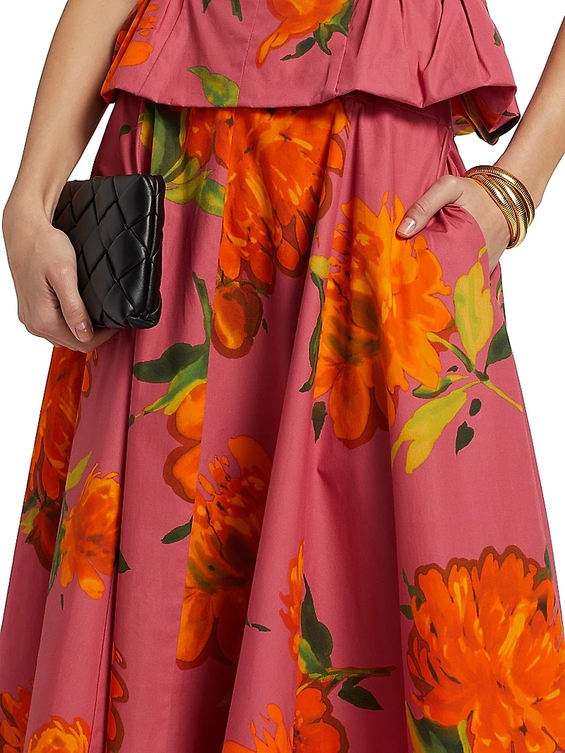 Parker Floral Poplin Midi-Skirt