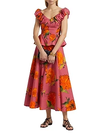 Parker Floral Poplin Midi-Skirt