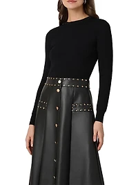 Cleo Mixed-Media Midi-Dress