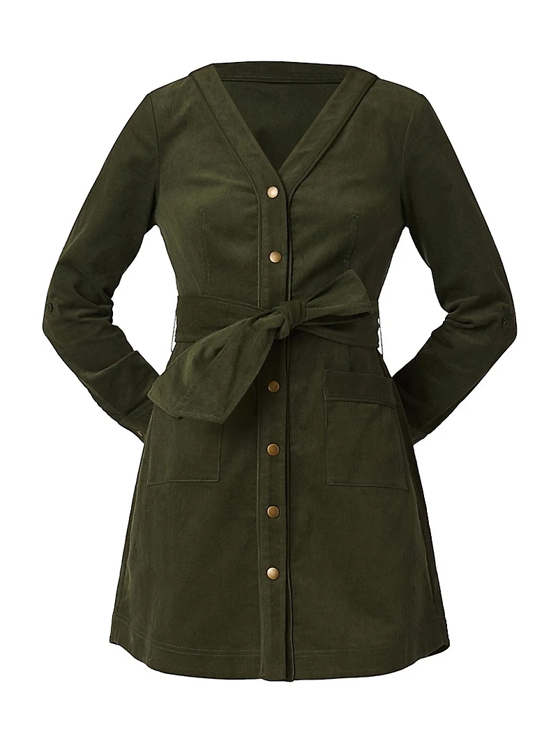 Manon Cotton Corduroy Tie-Waist Shirtdress