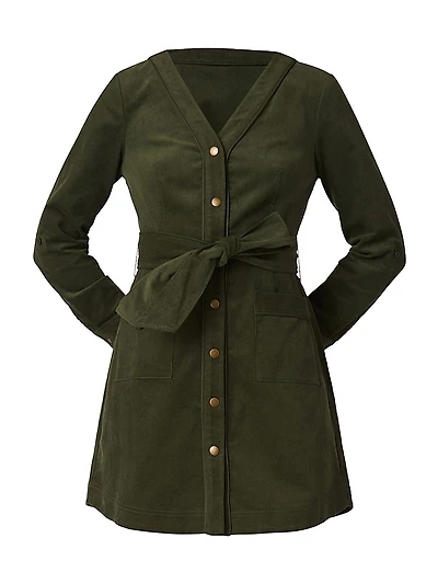 Manon Cotton Corduroy Tie-Waist Shirtdress