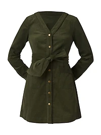 Manon Cotton Corduroy Tie-Waist Shirtdress