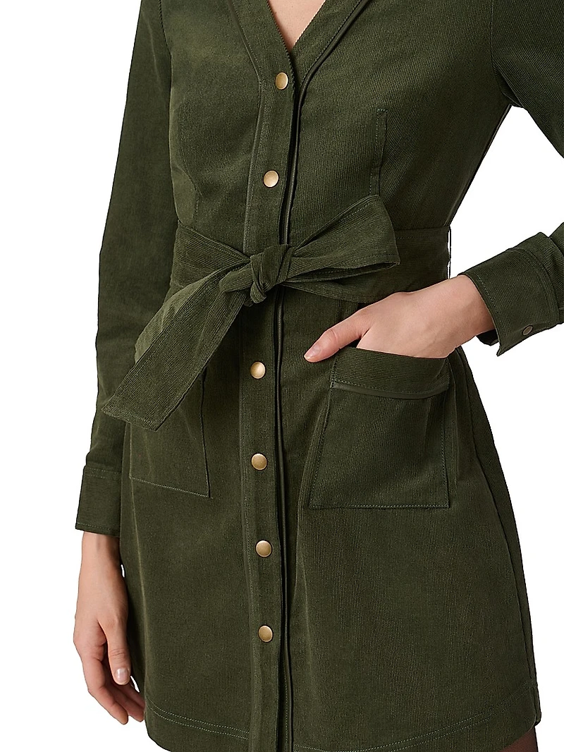 Manon Cotton Corduroy Tie-Waist Shirtdress