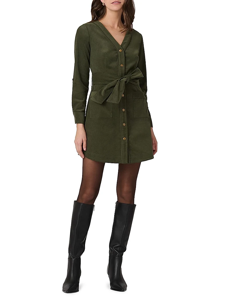 Manon Cotton Corduroy Tie-Waist Shirtdress
