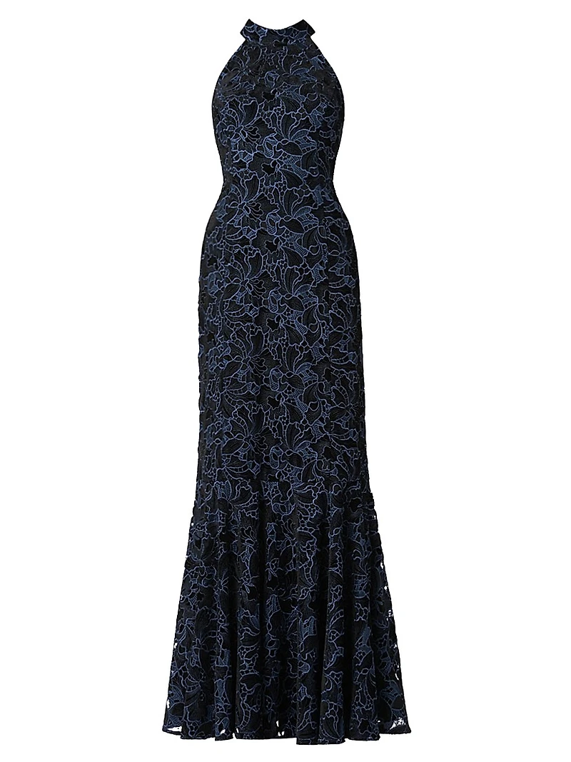 Marcia Velvet Lace Halterneck Gown