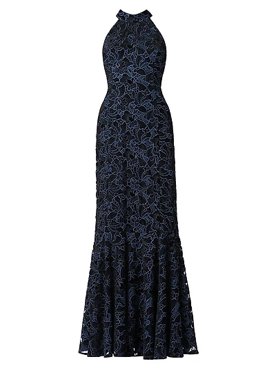 Marcia Velvet Lace Halterneck Gown