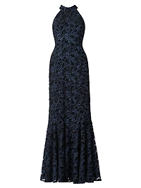 Marcia Velvet Lace Halterneck Gown